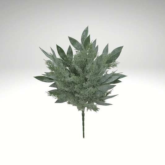 21" Mixed Cypress Olive Leaf Bush – Glittered Christmas Greenery-83655 Golden Bell