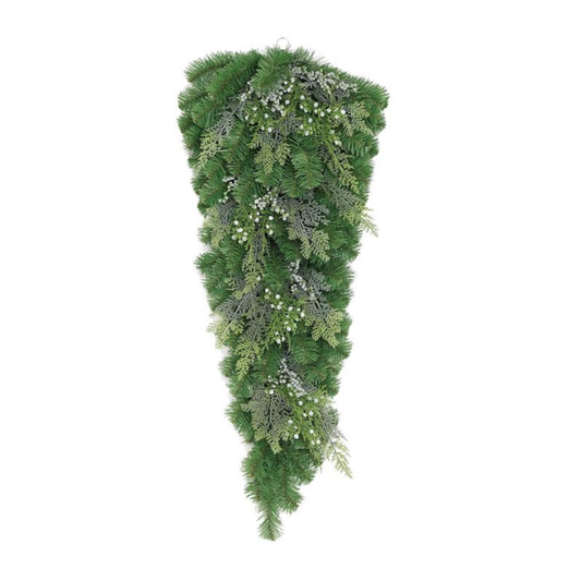 36" Mixed Pine Teardrop Swag with Berries – Winter Door Decor-XP2583 Select Artificials