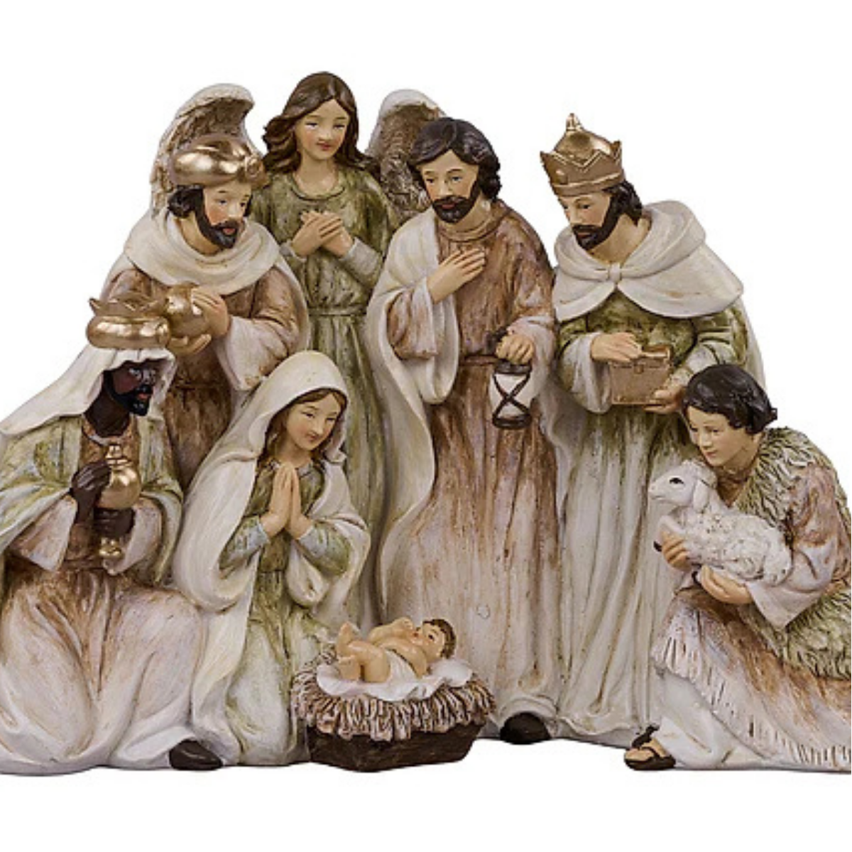 Nativity Scene Figurine Set | Antique Cream & Gold Resin | 11.75" Christmas Decor-AK013733 Craig Bachman