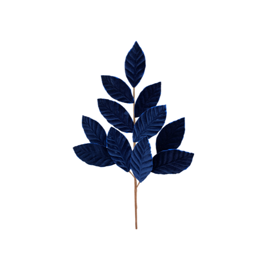 25" Navy Blue Velvet Magnolia Leaf Spray – Artificial Foliage Stem for Elegant Floral Designs & Decor-85361NVBL Liberty Floral