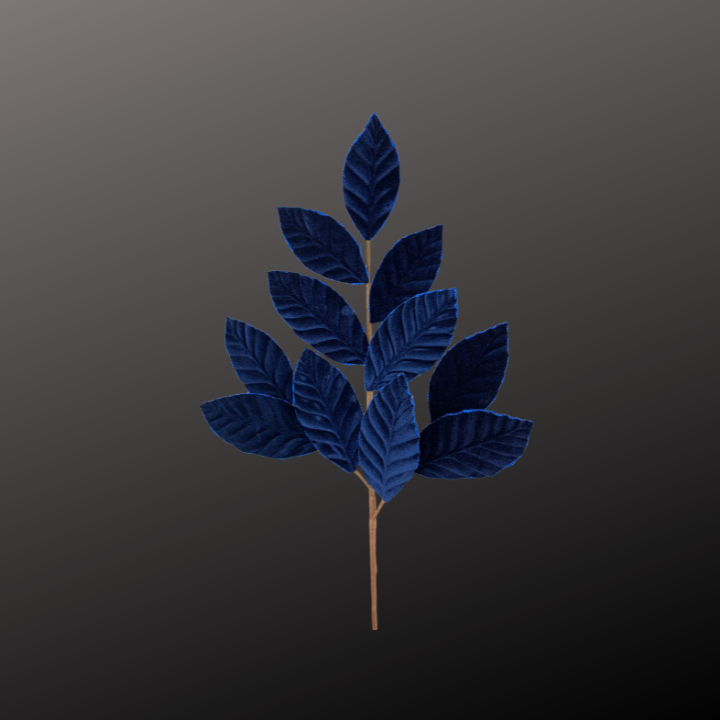 25" Navy Blue Velvet Magnolia Leaf Spray – Artificial Foliage Stem for Elegant Floral Designs & Decor-85361NVBL Liberty Floral