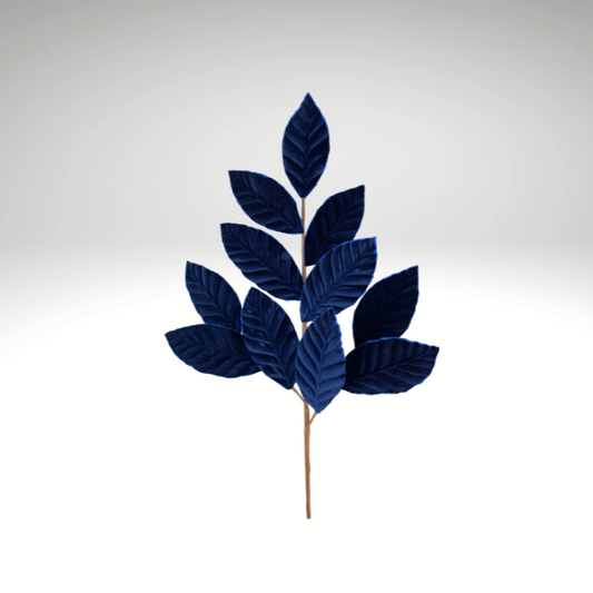 25" Navy Blue Velvet Magnolia Leaf Spray – Artificial Foliage Stem for Elegant Floral Designs & Decor-85361NVBL Liberty Floral