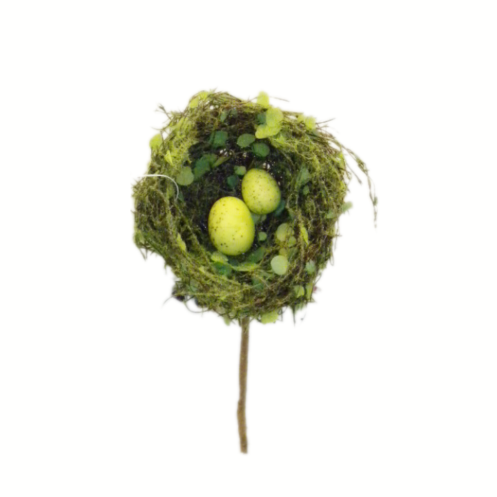 4'' Nest with 2 Eggs Pick - Rustic Spring Floral Accent-53850