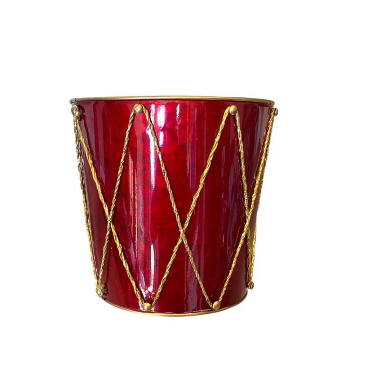 Nutcracker Drum Nesting Container Set — Red Gold Christmas Tabletop Planters, Set of 2-TC02147 Transpac