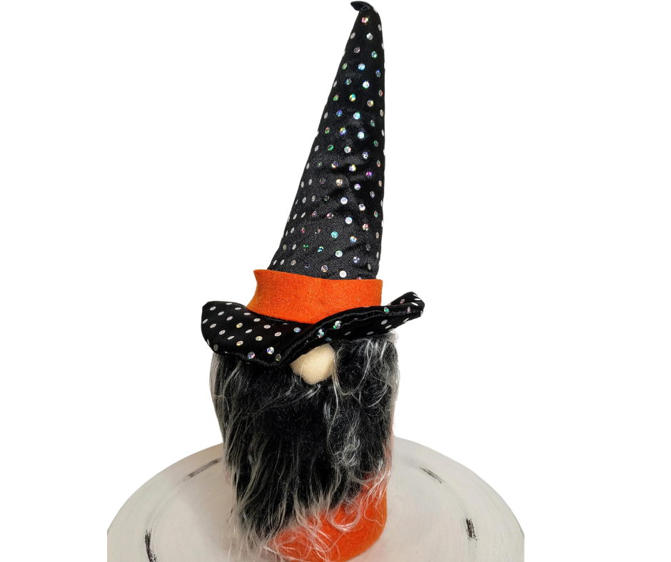 13"H Fabric Halloween Witch Sitting Gnome - Ideal for Halloween Decor, Wreath Attachment, Mantel Decor-HH391299