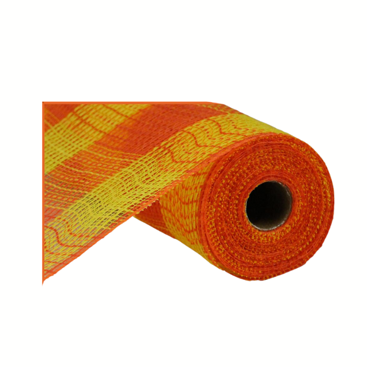 RY8315B4-10.5"x10yd Faux Jute PP Large Check Yellow/Orange Mesh Craig Bachman
