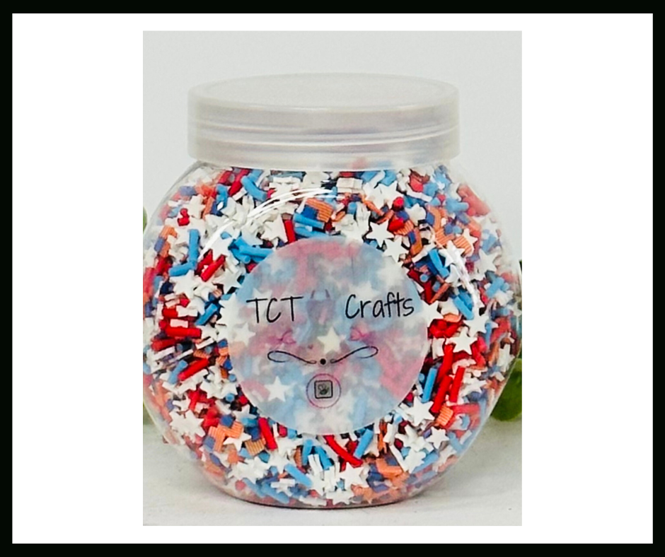 150g Patriotic Flag Polymer Clay Faux Sprinkle Mix - Ideal for Fake Bakes, Clay Art, Slime - Vibrant and Festive TCTCrafts