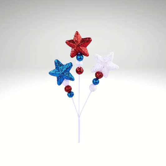 Patriotic Glitter Star Pick Red White Blue 4th of July Floral Pick-HJ1104 Craig Bachman