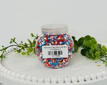 Load image into Gallery viewer, 150g Patriotic Flag Polymer Clay Faux Sprinkle Mix - Ideal for Fake Bakes, Clay Art, Slime - Vibrant and Festive