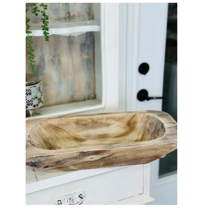 Natural Wood Dough Bowl – 20"" Rustic Wooden Bowl for Decor, Serving, Candle Making, or Centerpieces