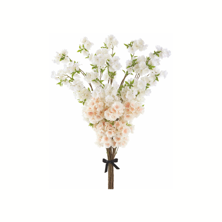 30.5" Faux Peach Blossom Bundle – 10 Artificial Stems for Vases, Floral Centerpieces & Wedding Decor-ZBB685-WH/PE