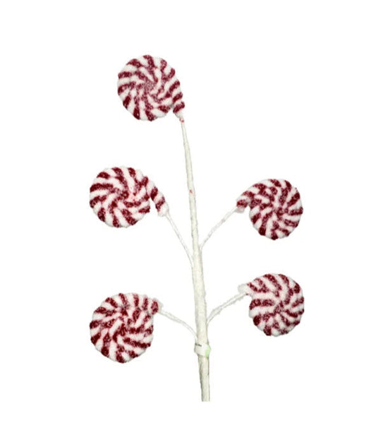 22" Red and White Cotton Candy Peppermint Disk Spray- Festive Holiday Decor-MTX64343 Regency