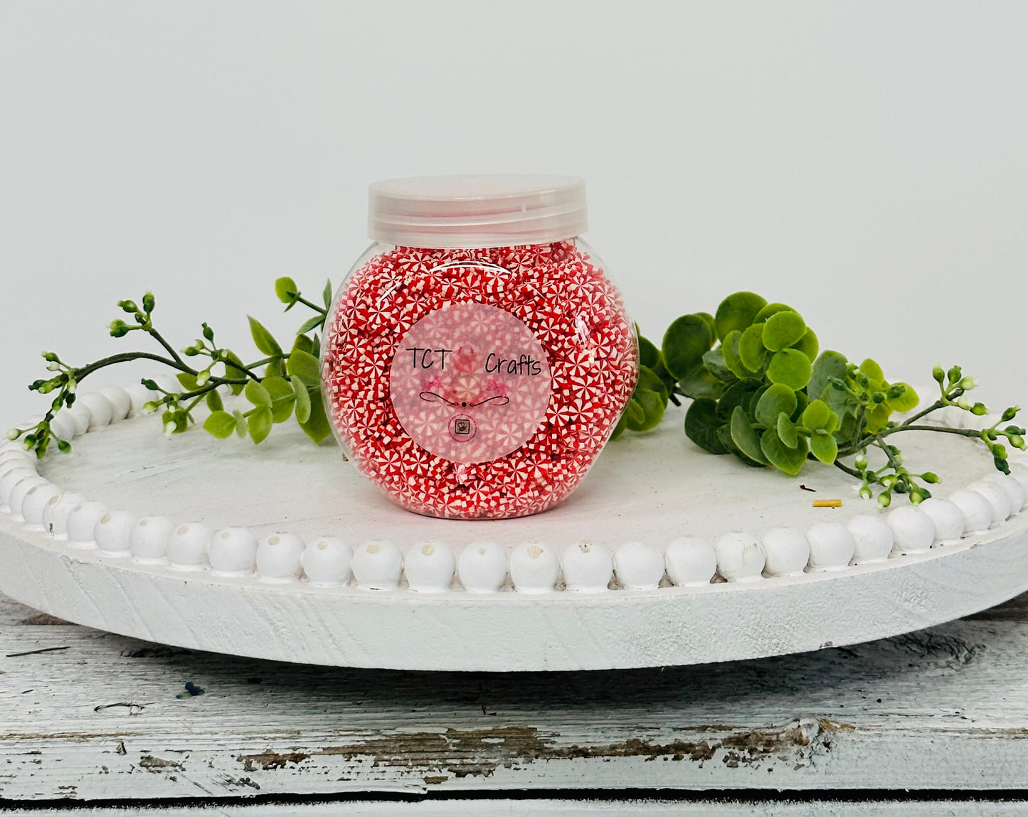 150g 5mm Red/White Peppermint Polymer Clay Sprinkle Mix - Perfect for Fake Bakes, Clay Art, Slime - Festive, Joyful, and Playful TCTCrafts