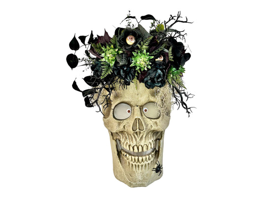 Animated 36x24" Skull Porch Decor | Motion-Sensor Lights and Music | Black Roses & Velvet Vines | Spooky Halloween Accent-TCT1678 TCT Crafts