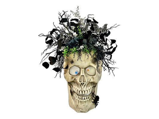 Animated 36x24" Skull Porch Decor | Motion-Sensor Lights and Music | Black Roses & Velvet Vines | Spooky Halloween Accent-TCT1677 TCT Crafts
