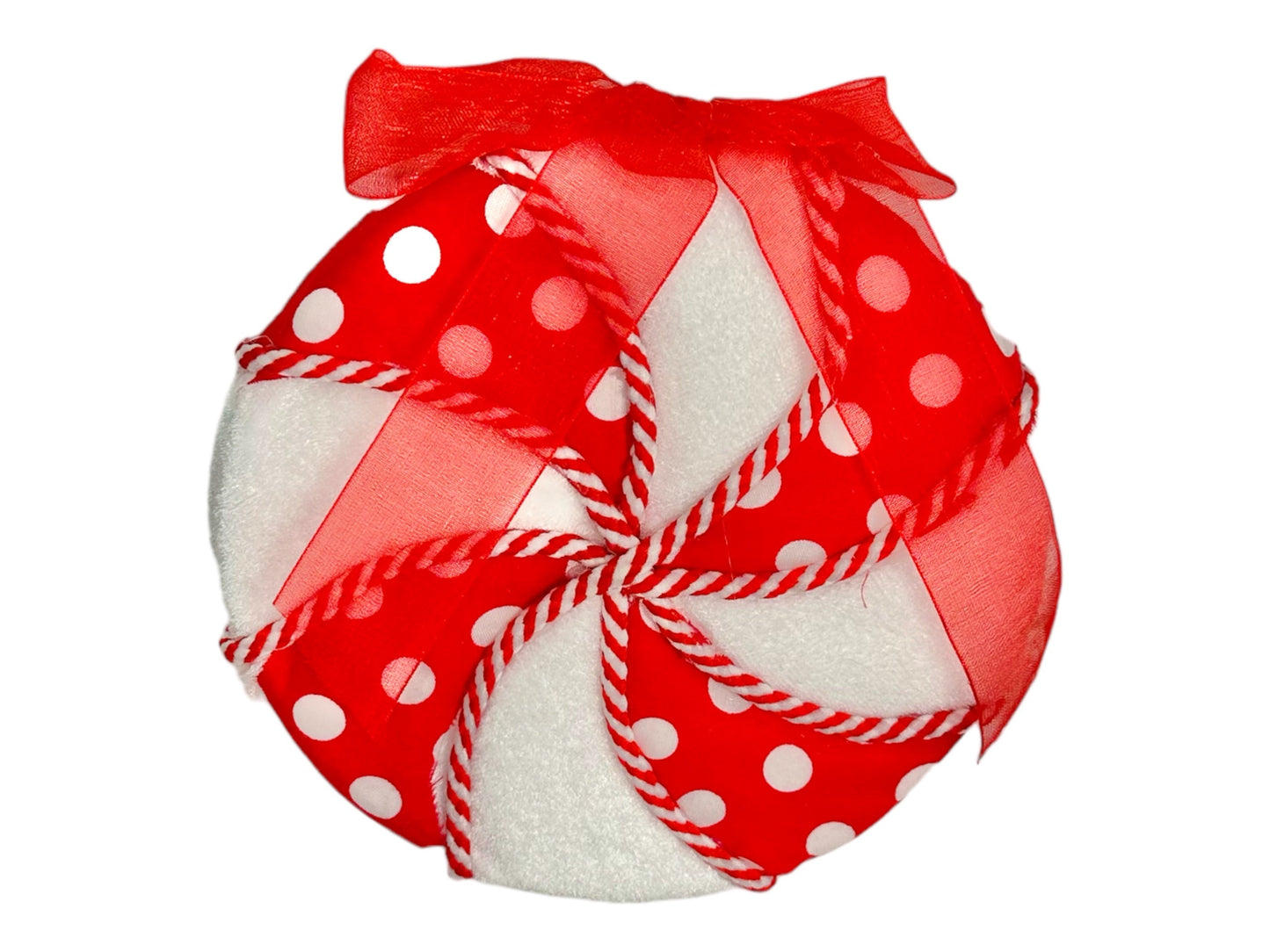 6" Foam/Fabric Peppermint Polka Dot Christmas Ornament - Red/White Holiday Decor-MTX70812