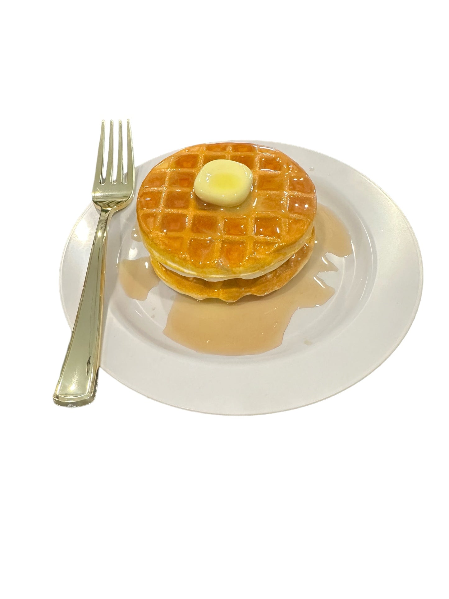 Fake Waffle Plate Display - Decorative Food Prop with Faux Syrup & Butter, Ideal for Photoshoots and Home Decor