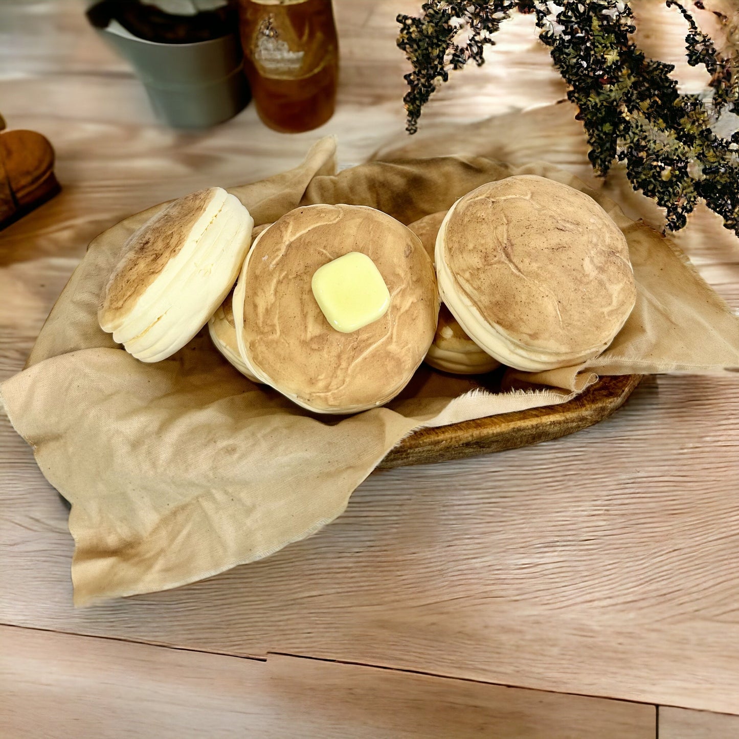 Rustic Faux Biscuit Dough Bowl Display, Primitive Kitchen Decor, Fixed Biscuit Basket Centerpiece by TCT Crafts