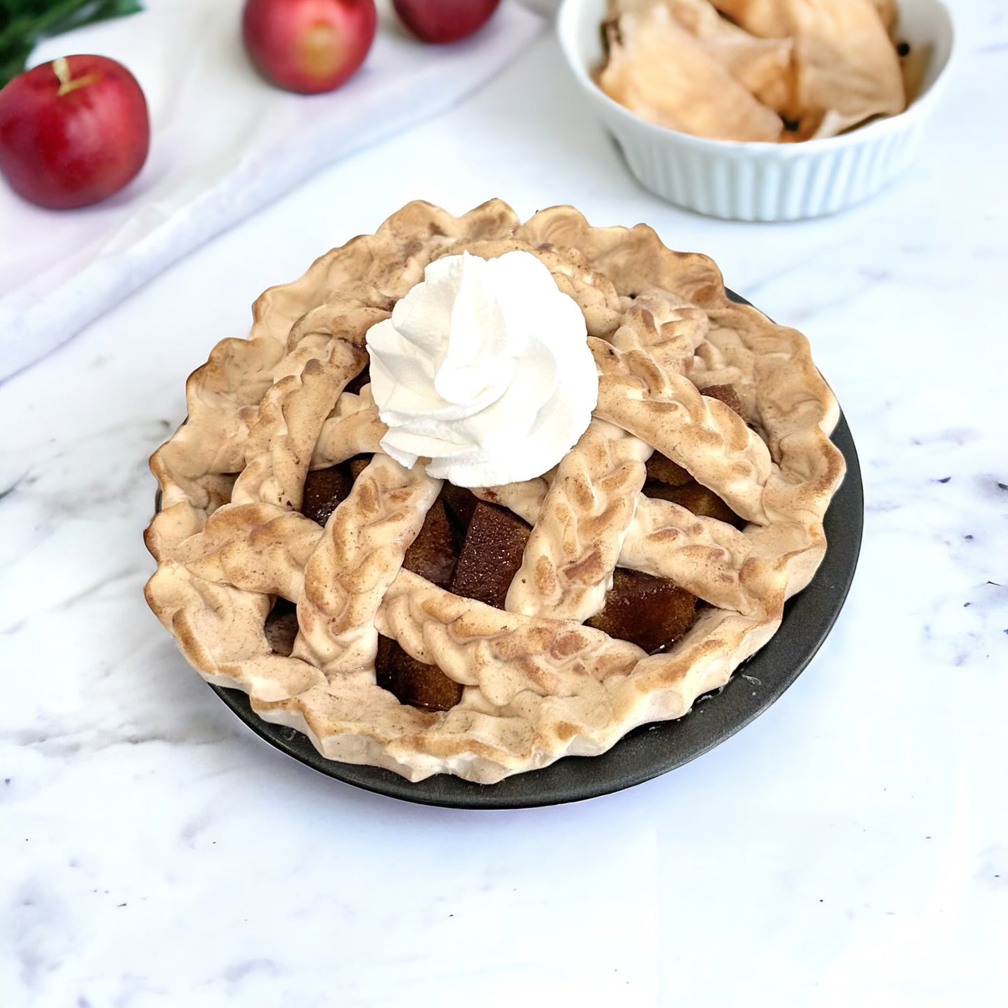 Miniature Faux Apple Pie in Pie Tin, Realistic Fake Dessert Decor, Tiny Pie Kitchen Display by TCT Crafts