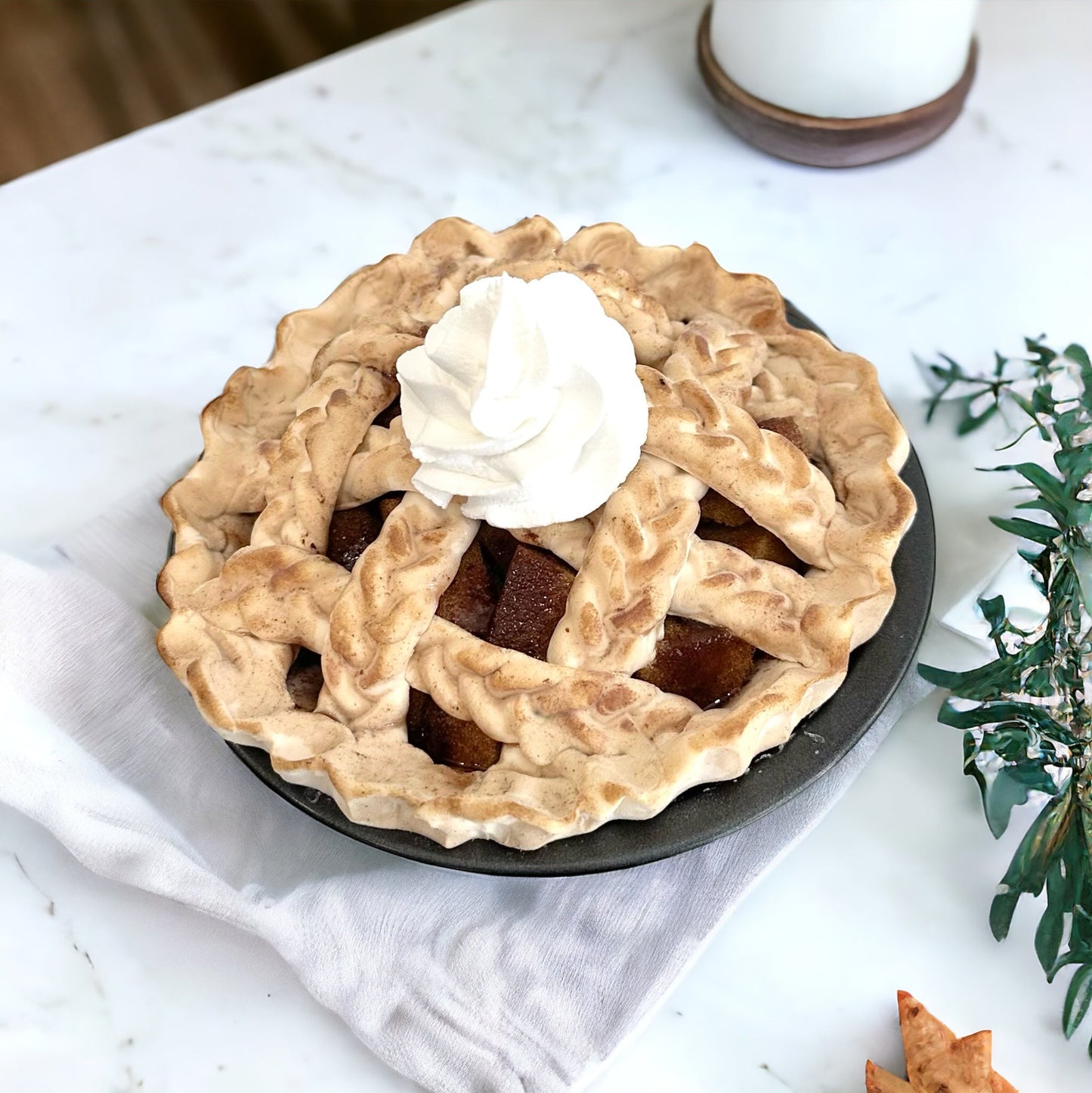 Miniature Faux Apple Pie in Pie Tin, Realistic Fake Dessert Decor, Tiny Pie Kitchen Display by TCT Crafts