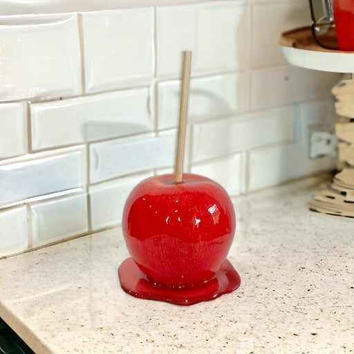 One Lifelike Faux Red Candy Apple, 7-Inch Artificial Fall Decor Fruit, Perfect for Seasonal Displays, Photo Props & Tiered Trays TCT Crafts