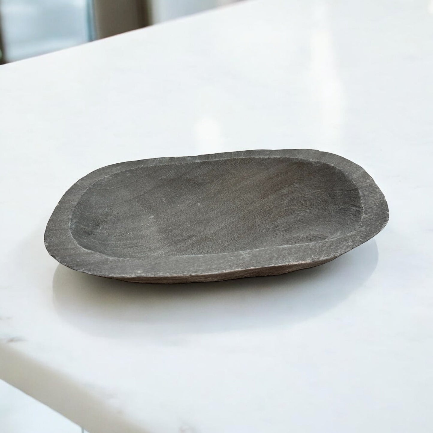 Paulownia Wood Dough Bowl - Small Grey 9x5in - Perfect for Centerpieces, Candles, and Food Display - F4512