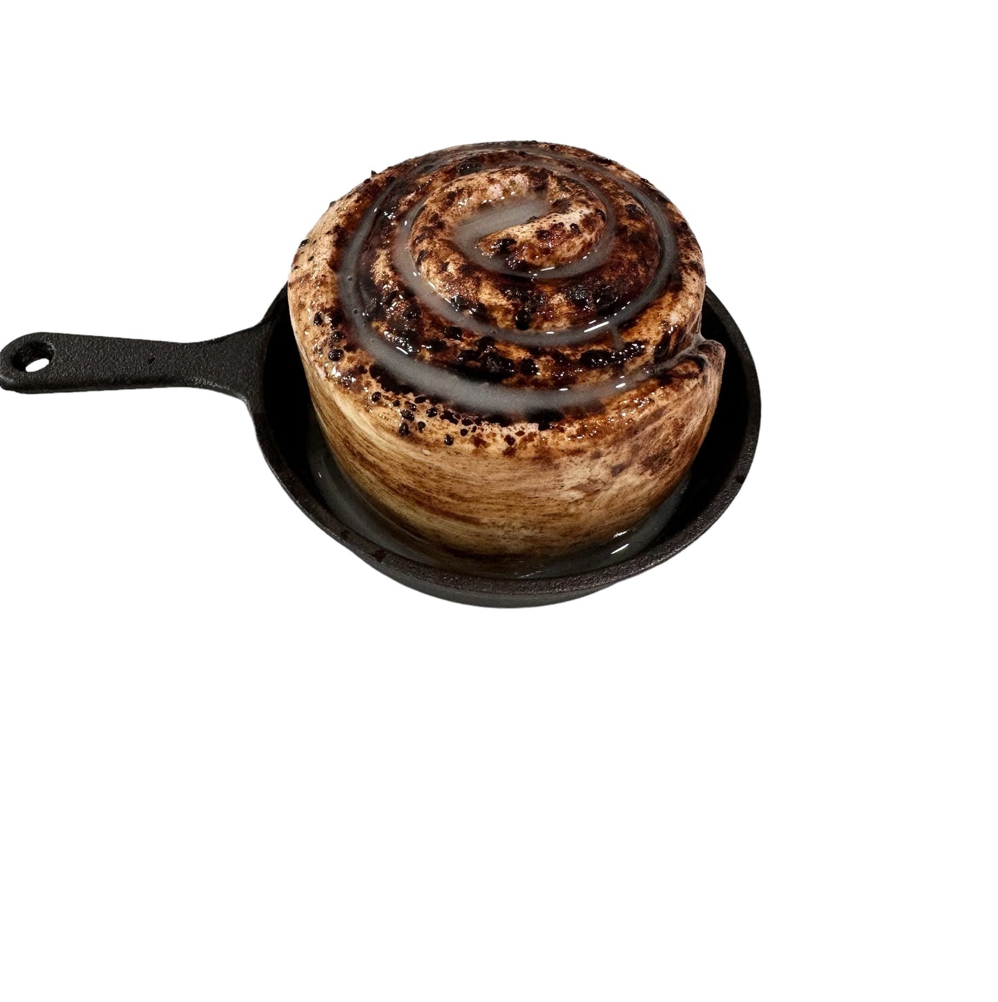 Realistic Faux Cinnamon Roll Decor in 4" Cast Iron Skillet, Artificial Bakery Food Display for Kitchen & Tiered Trays TCTCrafts