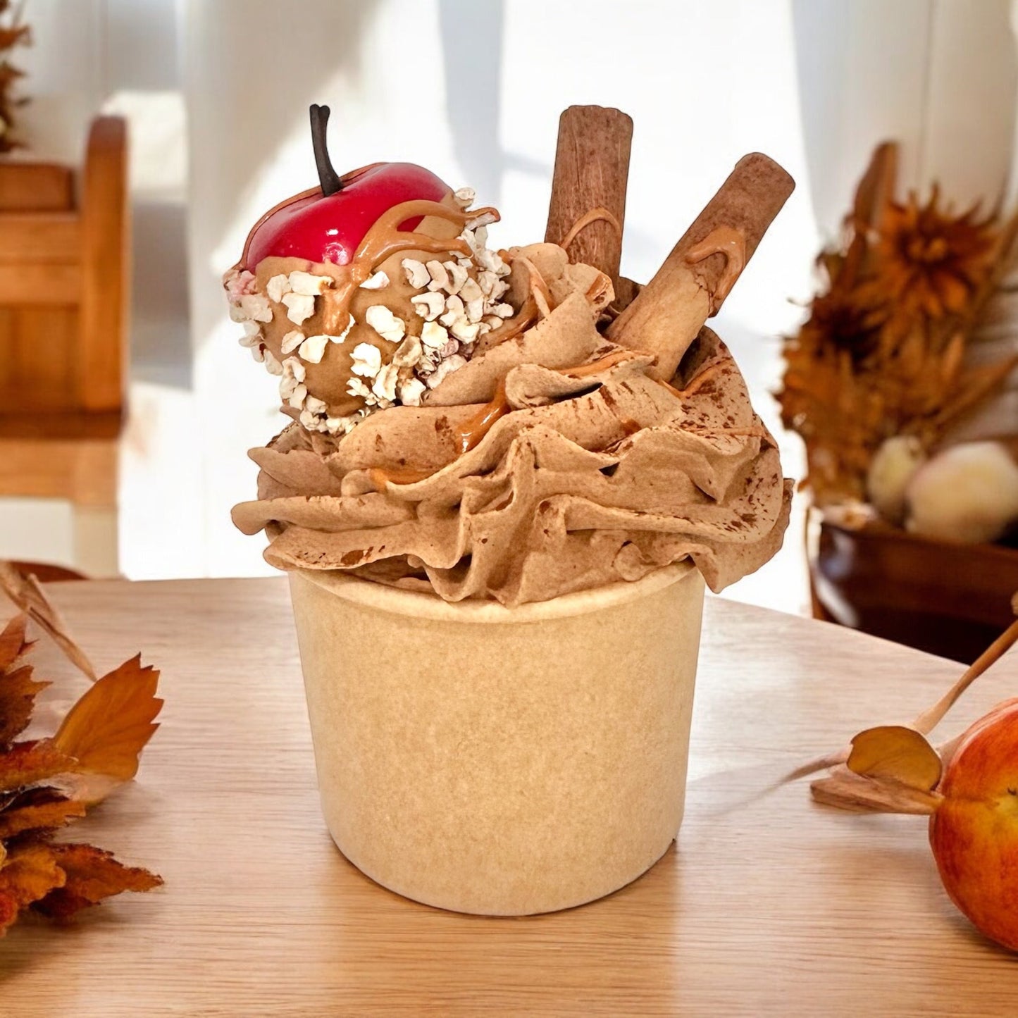 Faux Chocolaty Caramel Apple Cinnamon Cupcake | 5" x 3" Fall Decor for Tiered Trays and Vignettes TCT Crafts