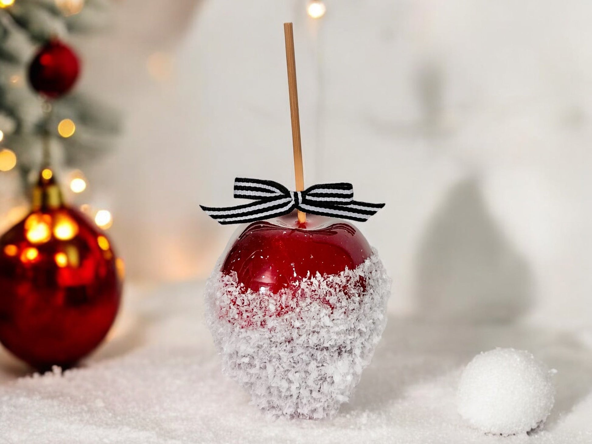 Winter Faux Snowy Red Candy Apple | 7" Non-Edible Decorative Holiday Accent for Tiered Trays and Vignettes I TCT Crafts TCT Crafts