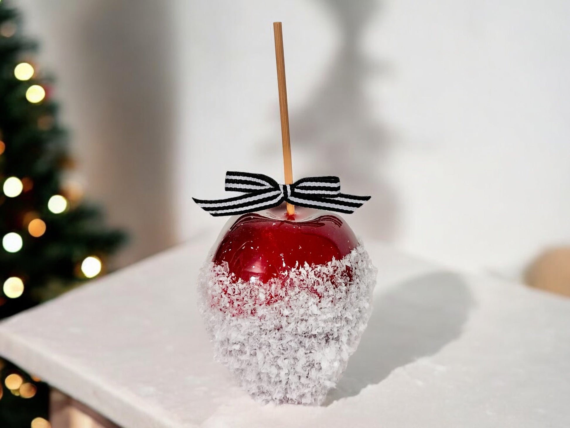 Winter Faux Snowy Red Candy Apple | 7" Non-Edible Decorative Holiday Accent for Tiered Trays and Vignettes I TCT Crafts TCT Crafts