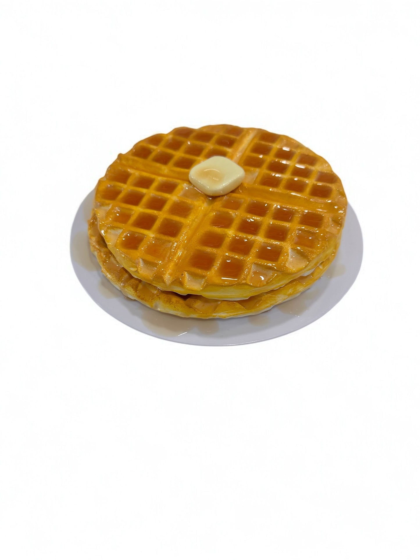 Realistic Full Size Fake Waffle Stack Display with Faux Butter & Syrup - Non-Edible Decorative Prop