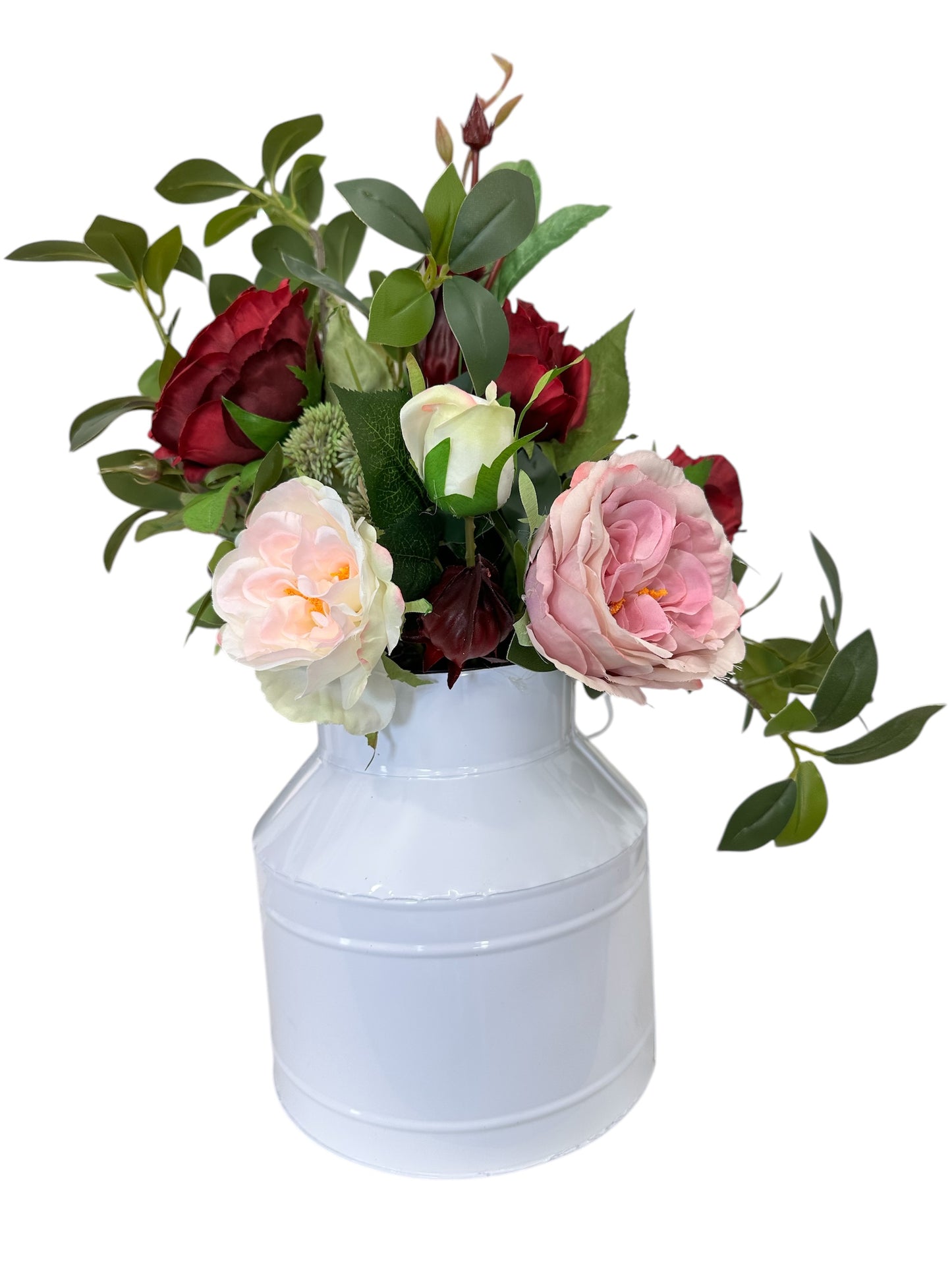 Country Chic Floral Milk Can Arrangement - 19"x14" Rustic Centerpiece