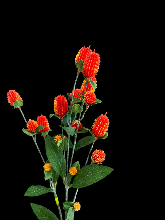 27'' Artificial Orange Globosa Spray - 7 Stems for Floral & Home Decor-63675OR