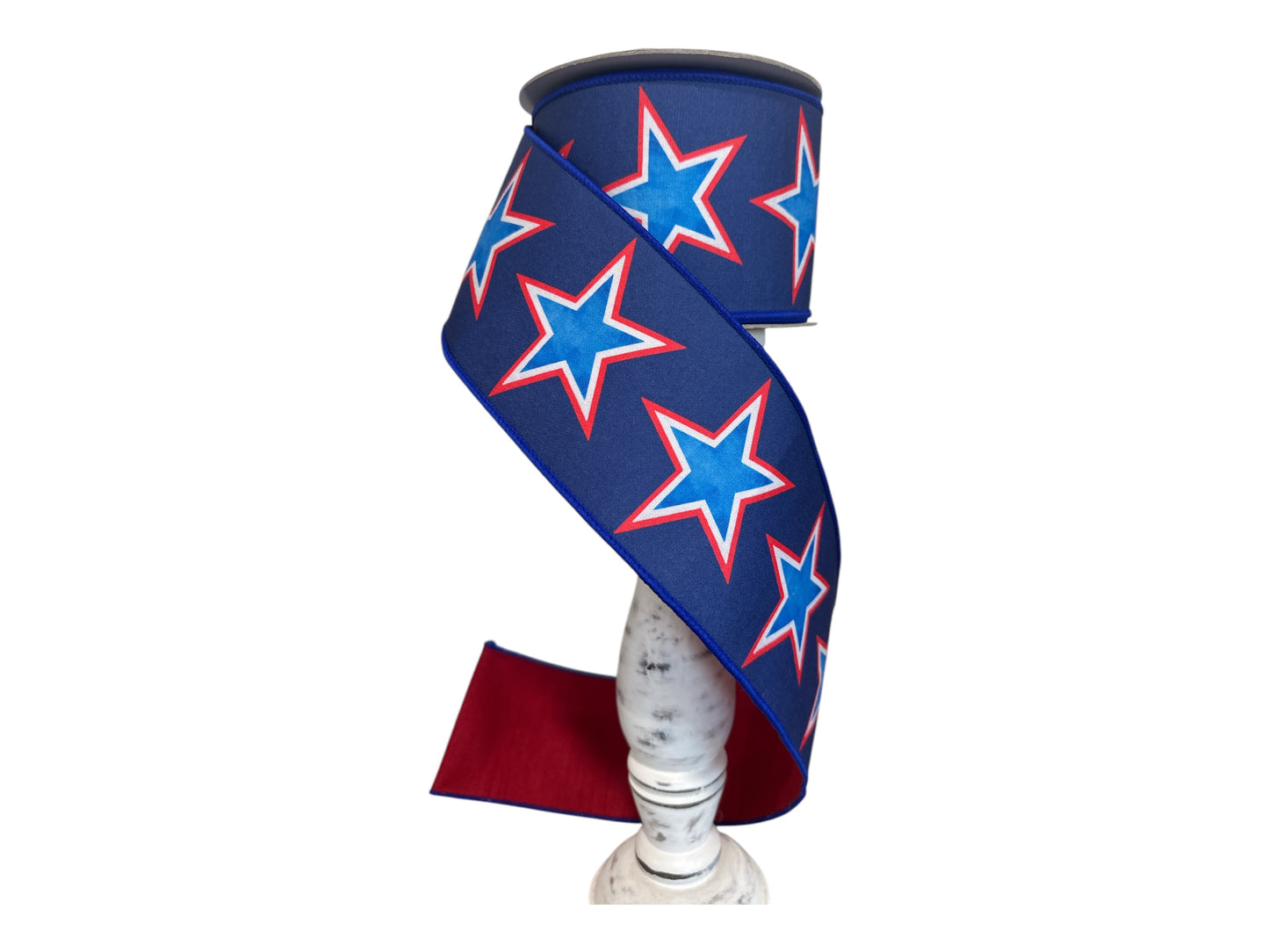 Farrisilk 4"x10yd Double Sided Patriotic Stars Wired Ribbon-SR075-32