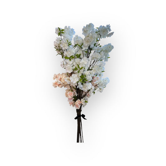 30.5" Faux Peach Blossom Bundle – 10 Artificial Stems for Vases, Floral Centerpieces & Wedding Decor-ZBB685-WH/PE