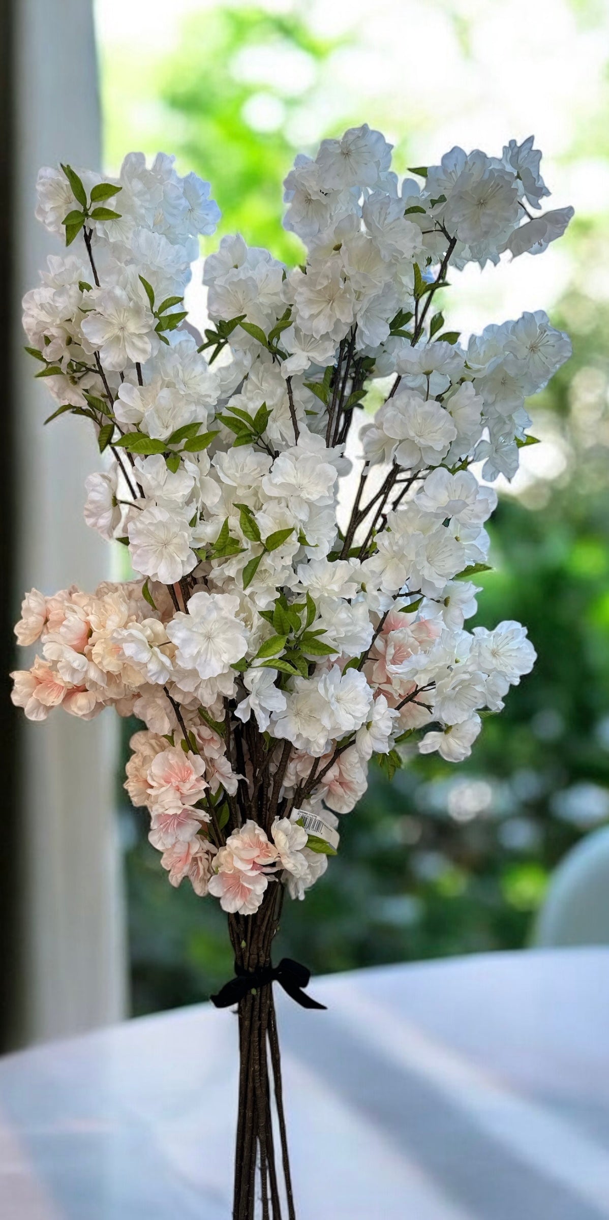 30.5" Faux Peach Blossom Bundle – 10 Artificial Stems for Vases, Floral Centerpieces & Wedding Decor-ZBB685-WH/PE