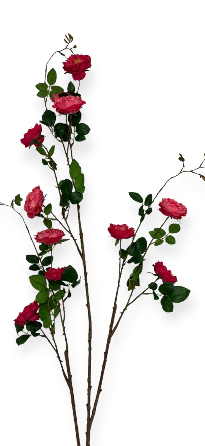59" Tall Faux Pink Rose Spray Branch – Realistic Artificial Long Stem for Vases & Wedding Decor-FSR346-BT
