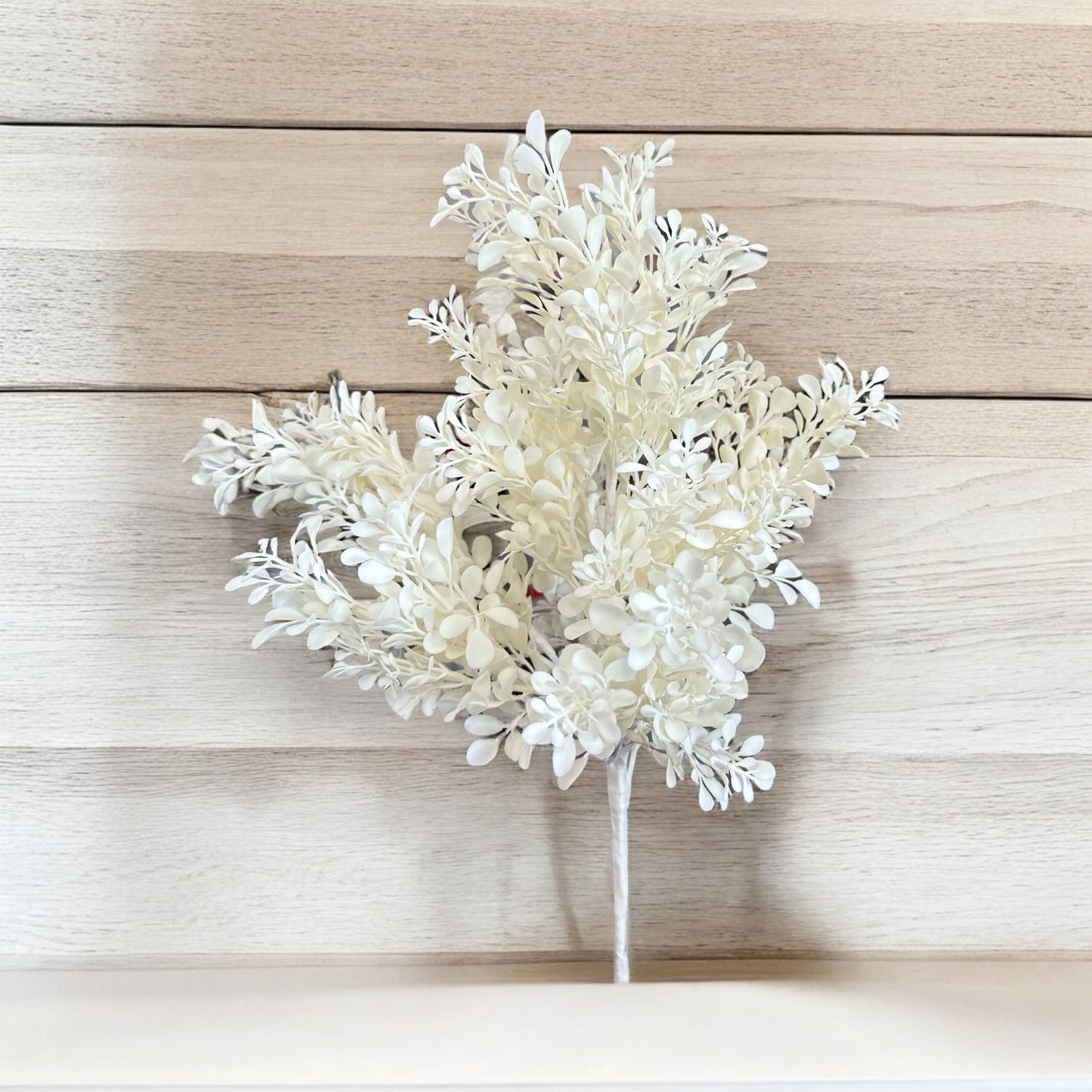 18.5" Artificial White Boxwood Bush – Faux White Filler Stem for Wreaths, Bouquets, Wedding Florals & Home Decor-PSB710-WH