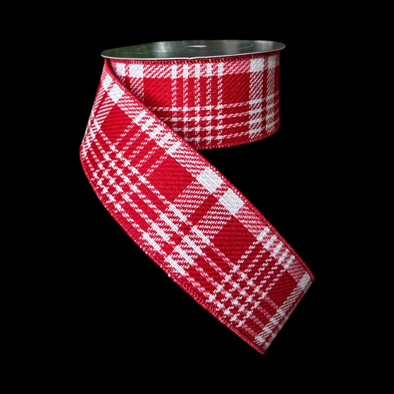 2.5"x10yd Red White Peppermint Plaid Farrisilk Wired Ribbon – Luxury Holiday Designer Ribbon-RS236-57 Farrisilk