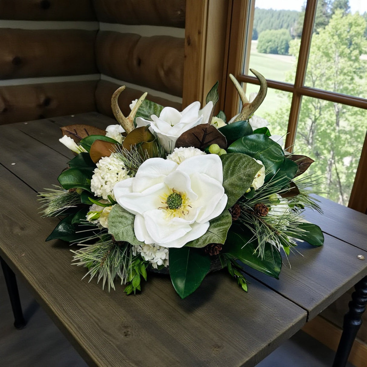 Rustic Magnolia & Antler Dough Bowl Centerpiece for Everyday and Winter Decor TCT Crafts
