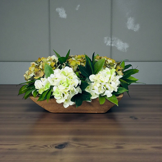 Everyday Hydrangea Centerpiece in Wooden Dough Bowl TCT Crafts