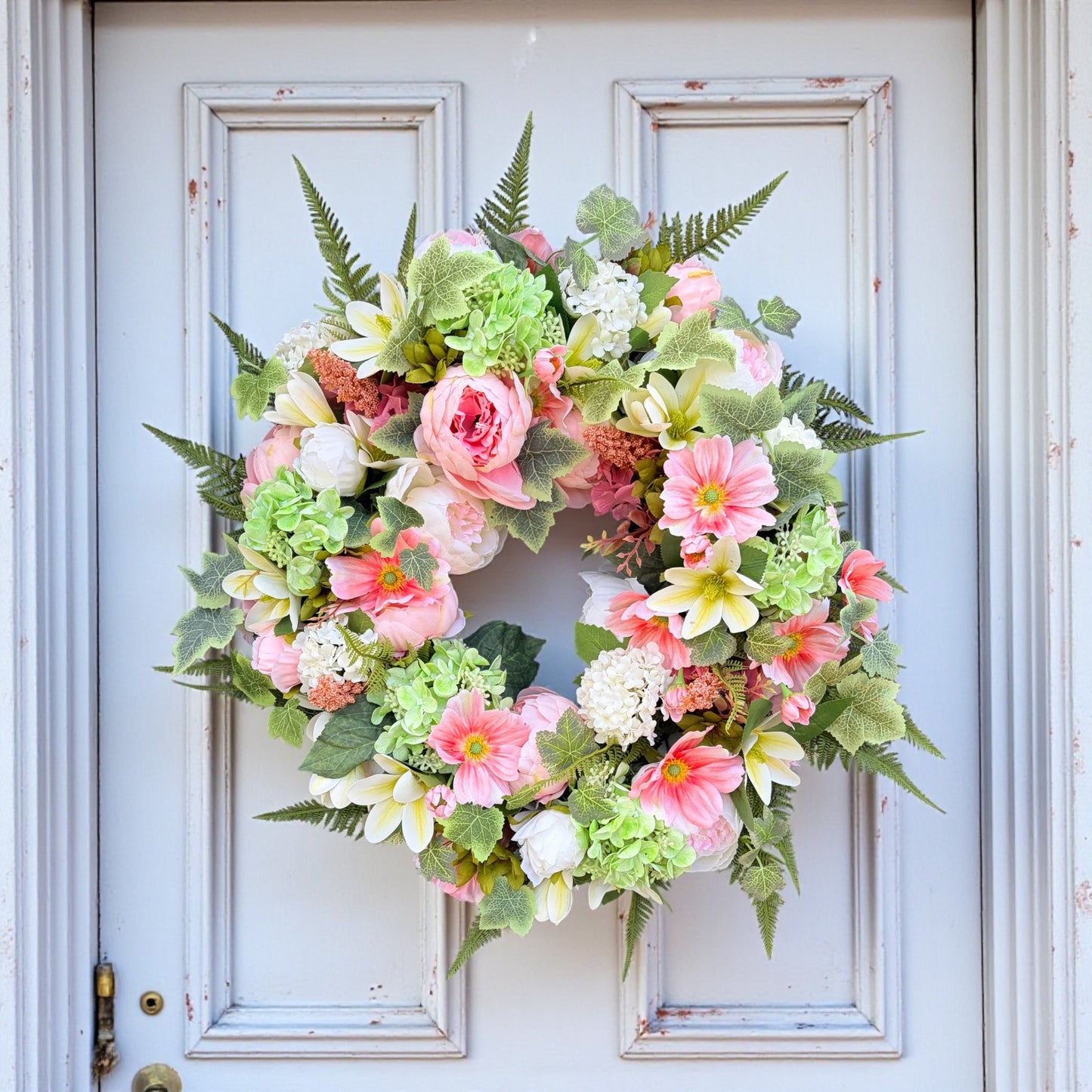 Spring Floral Grapevine Wreath | Pink Peony Hydrangea Door Wreath TCT Crafts