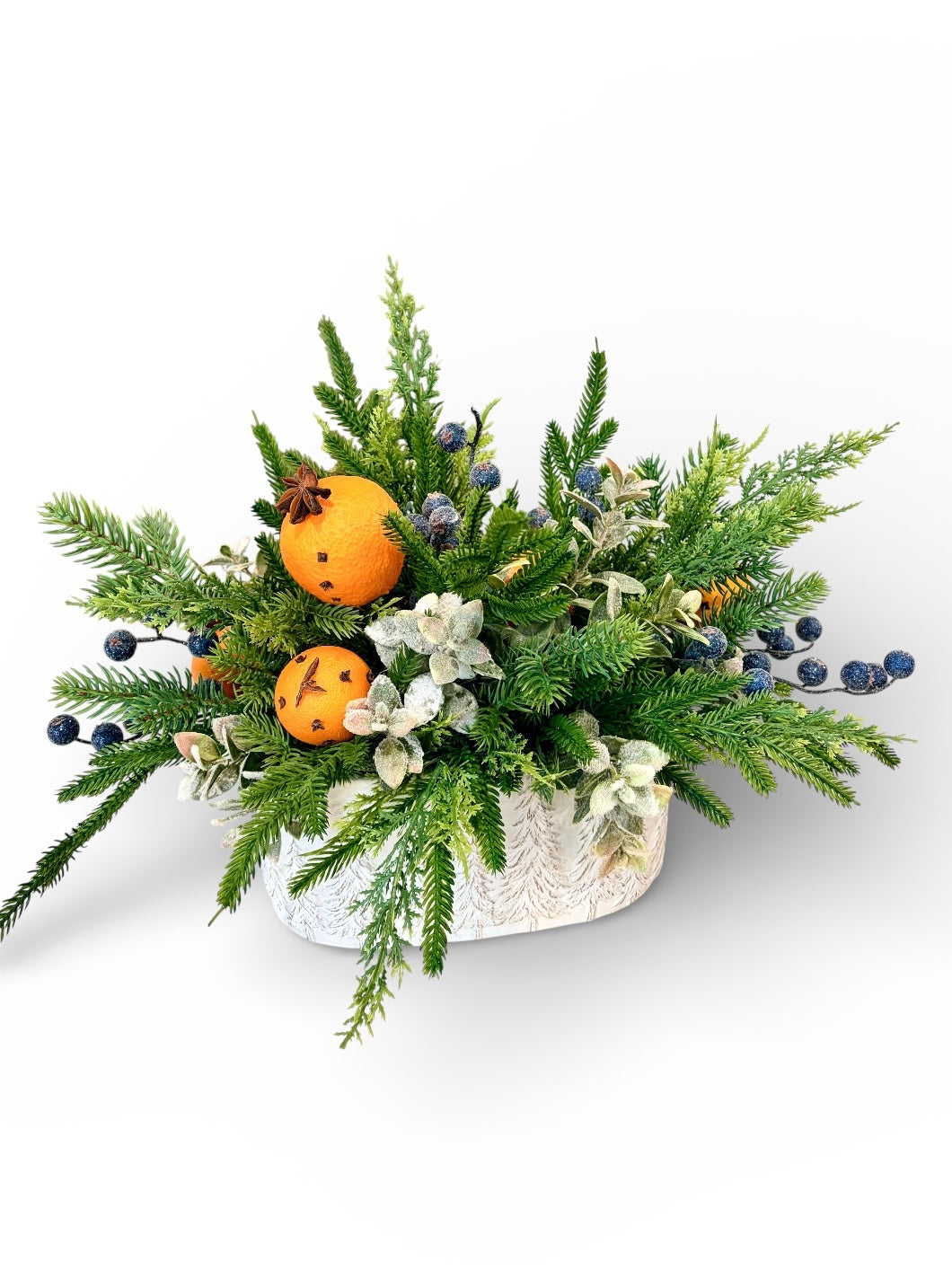 Williamsburg Winter Citrus Arrangement | Holiday Evergreen Centerpiece TCT Crafts