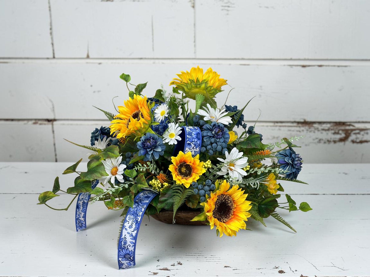 Sunflower Chinoiserie Floral Arrangement 22 Inch Decor TCT Crafts