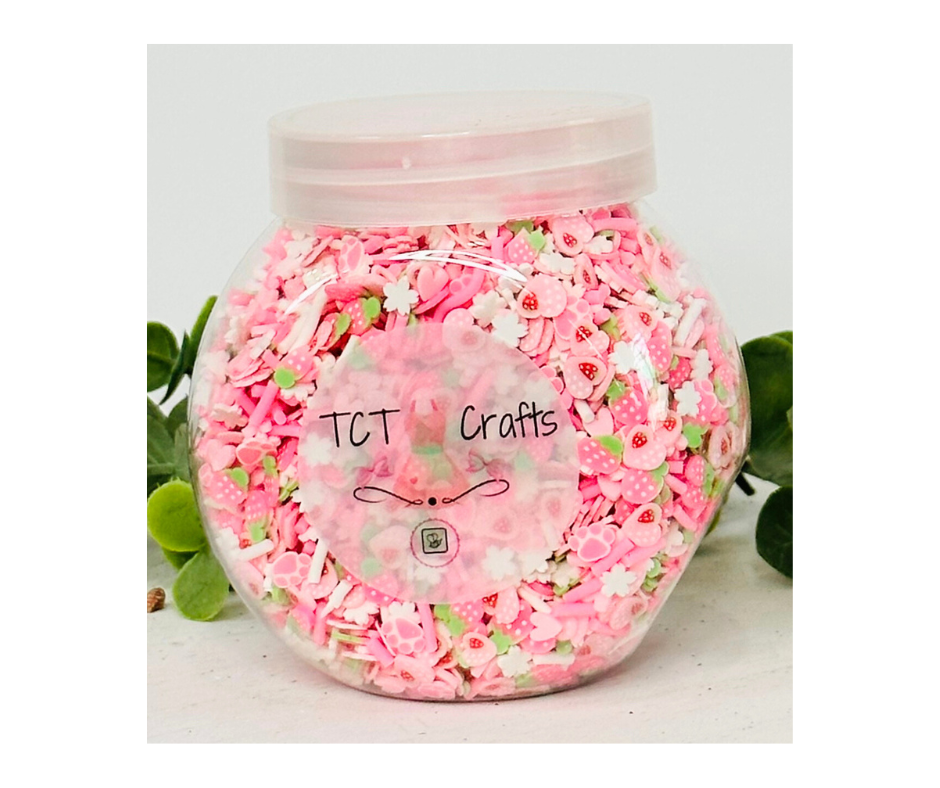 150g Pink Easter Bunny Paws Polymer Clay Sprinkle Mix - Perfect for Fake Bakes, Clay Art, Slime - Cute, Playful, and Festive TCTCrafts