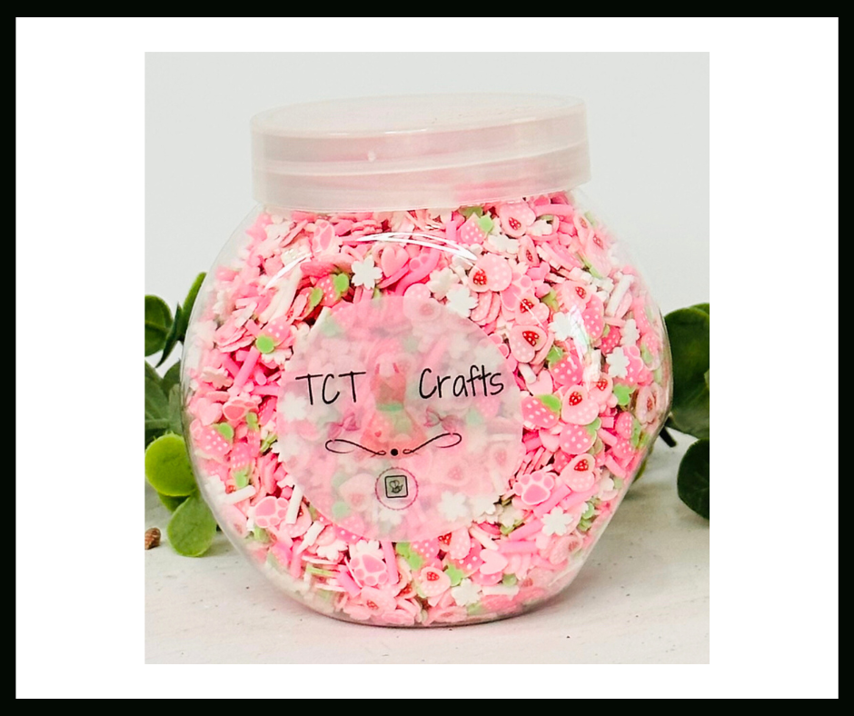 150g Pink Easter Bunny Paws Polymer Clay Sprinkle Mix - Perfect for Fake Bakes, Clay Art, Slime - Cute, Playful, and Festive TCTCrafts