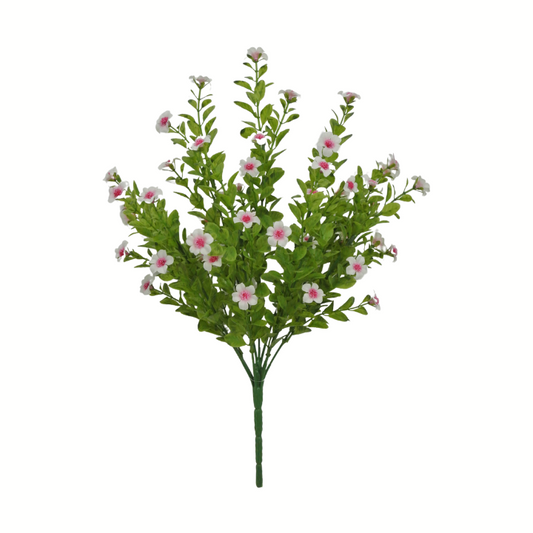 17" Pink Artificial Filler Bush – 9-Stem Silk Flower Pick for Spring Bouquets, Wreaths & DIY Décor-82396-PK