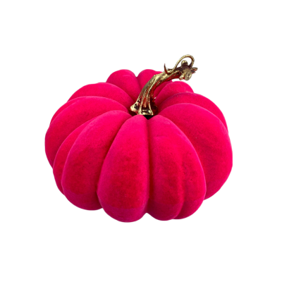 Elegant Pink Flocked Pumpkin | 4" Tall, 7" Diameter Velvet Pumpkin by TCT Crafts -56954HTPK Liberty Floral