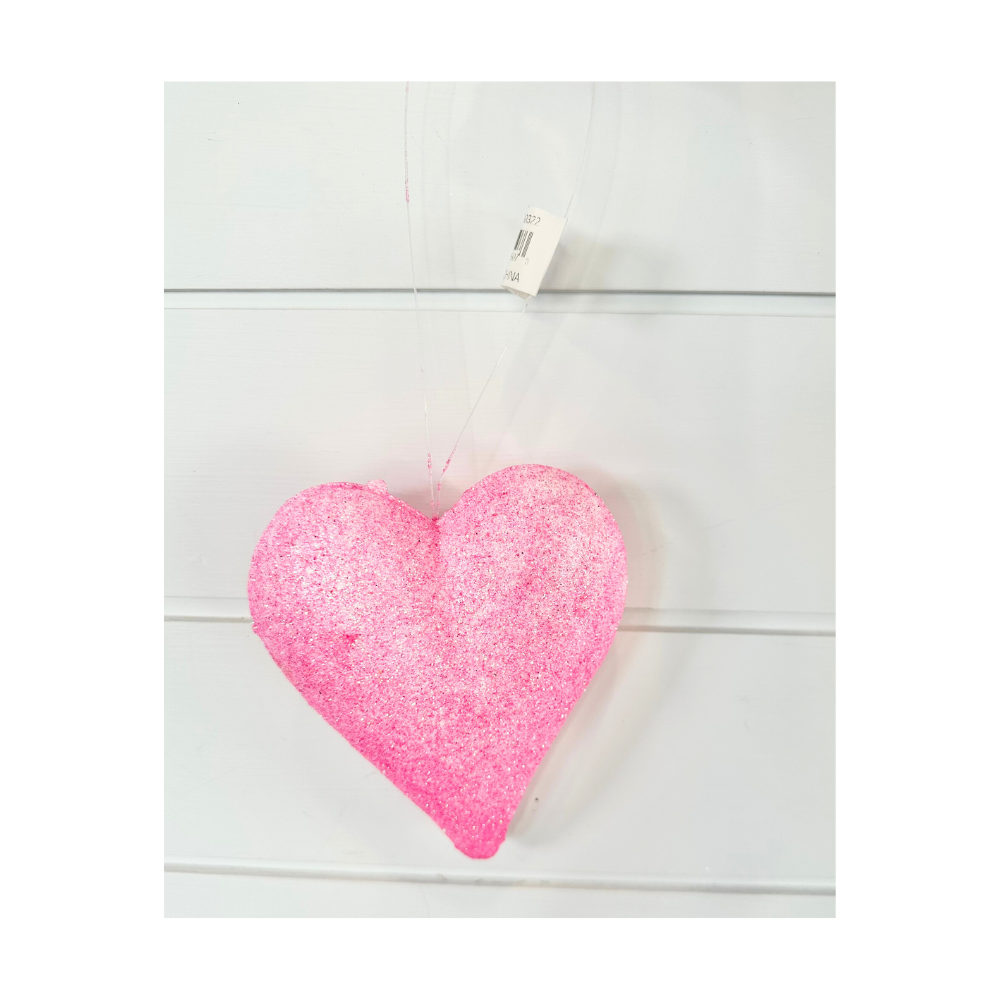 Styrofoam Heart covered with Sequins for Craft Making and Decoration, 38 ~  47x38 ~ 47x21 ~ 24 mm, Pink
