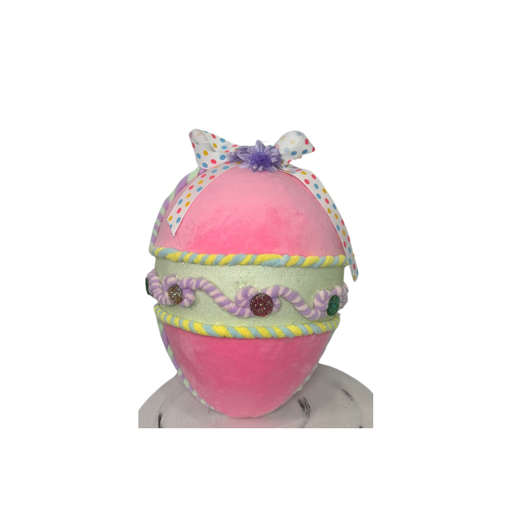 Large 10" Pastel Foam Velvet Easter Egg - Choose Pink, Yellow, or Mint Green - Styrofoam Hanging Decor - Easter Wreath Attachment (MT26010) Regency